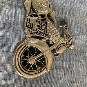 Silver Motorcycle Belt Buckle